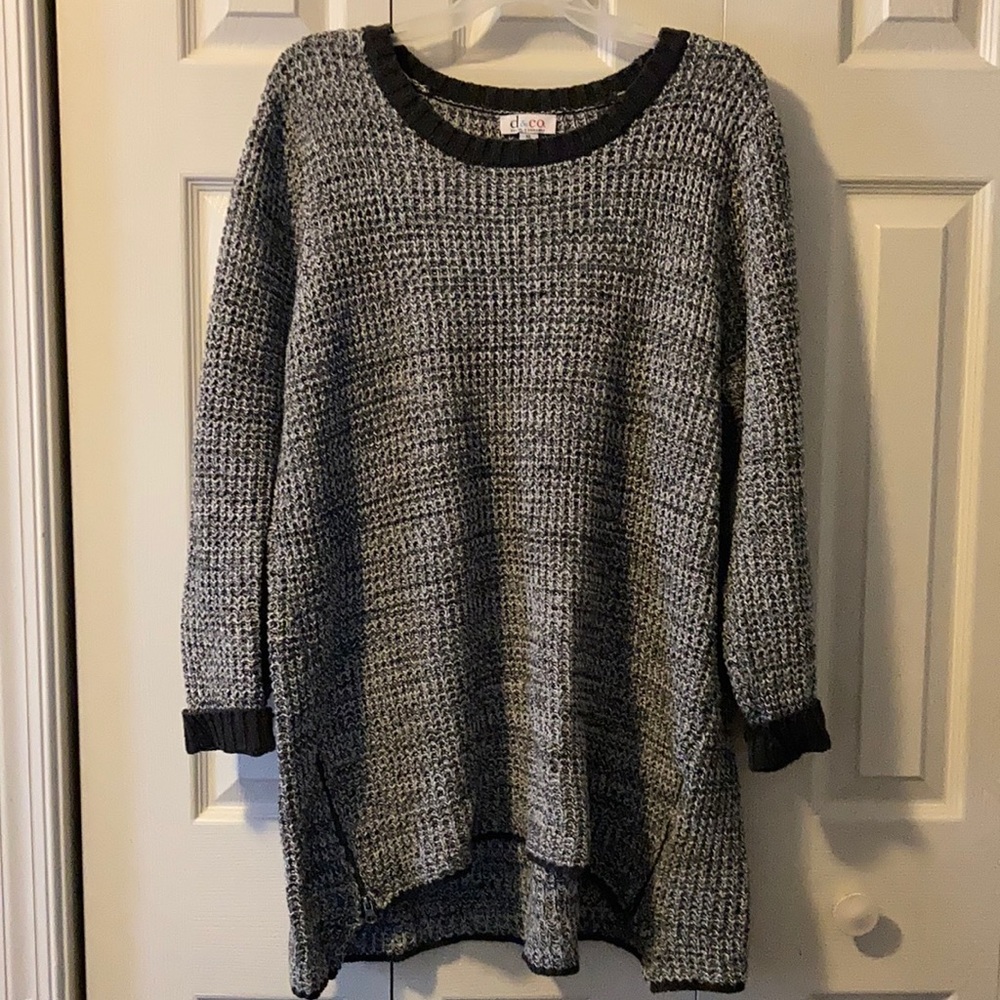 Denim + Company Gray and Black Sweater- Size XL